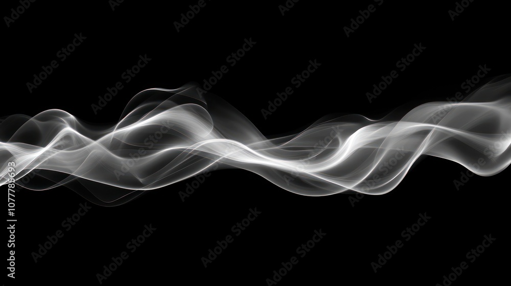 Fototapeta premium Dense smoke swirl, isolated, transparent on dark, drifting effect 