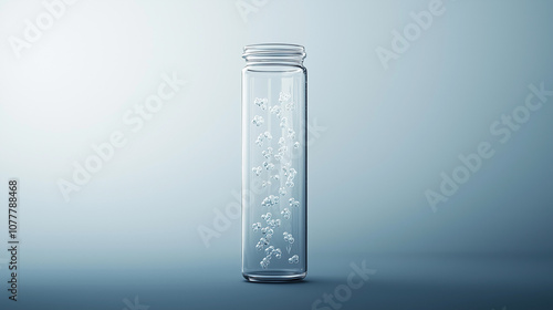 Glass vial with white cryst...