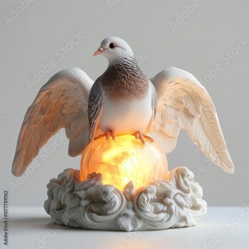 Dove Figurine with Illuminated Globe Lamp