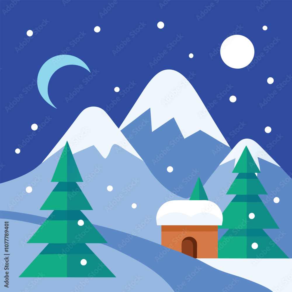 Fototapeta premium snowy silhouette vector design for cold and icy weather graphics