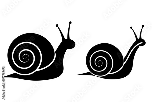 Snail Silhouettes on white background.