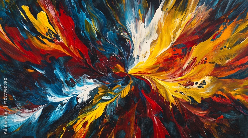 Abstract Swirling Colors in Yellow, Red, Blue, and White Abstract Swirling Colors in Yellow, Red, Blue, and White
