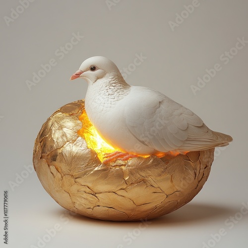 White Dove in a Golden Egg photo