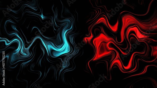 Abstract Liquid Swirl Background Blue and Red Wavy Pattern