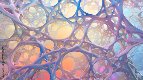 A colorful abstract painting with a lot of different shapes and lines.