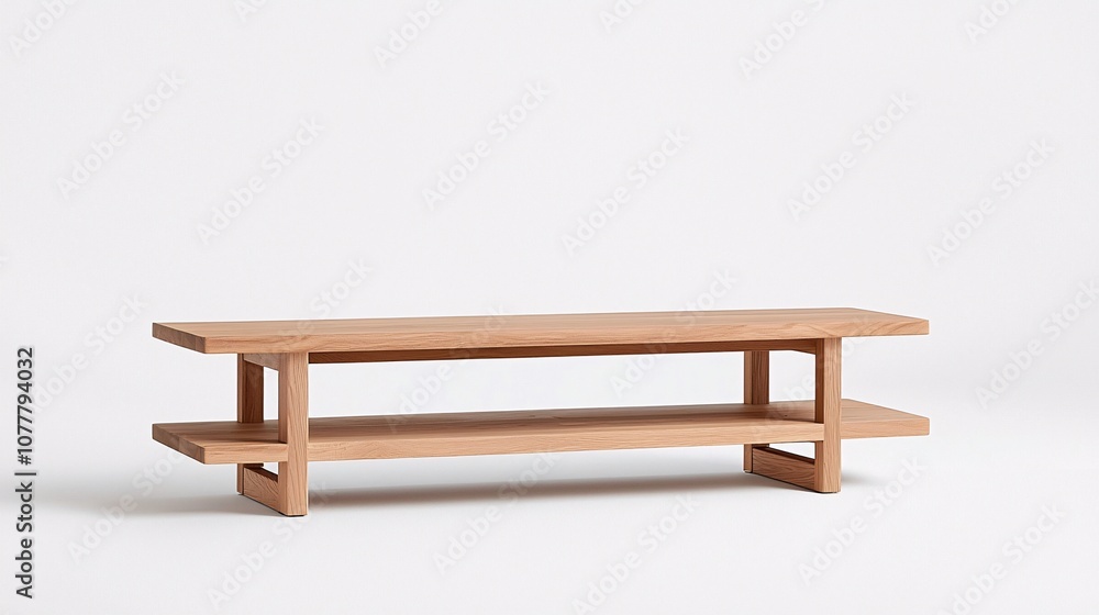 A stylish wooden coffee table with a minimalist design, featuring two shelves and a natural finish, perfect for modern living spaces. A stylish wooden coffee table with a minimalist design, featuring two shelves and a natural finish, perfect for modern living spaces.