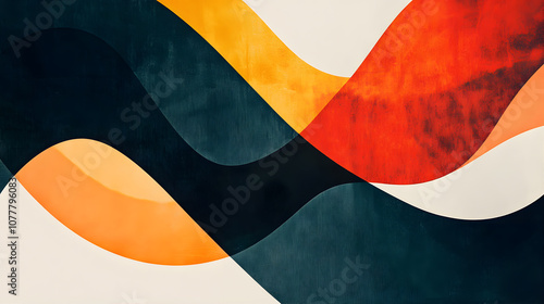 Abstract Curves in Warm & Cool Tones