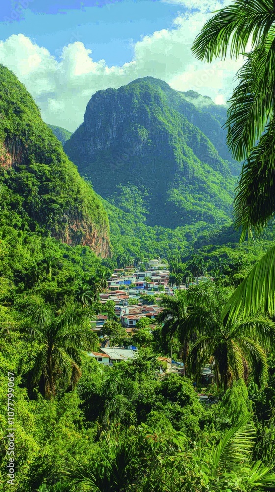 Majestic Caribbean Landscape with Verdant Mountains and Lush Tropical Vegetation Surrounding Quaint Village in Vibrant St Lucia Island Getaway Majestic Caribbean Landscape with Verdant Mountains and Lush Tropical Vegetation Surrounding Quaint Village in Vibrant St Lucia Island Getaway