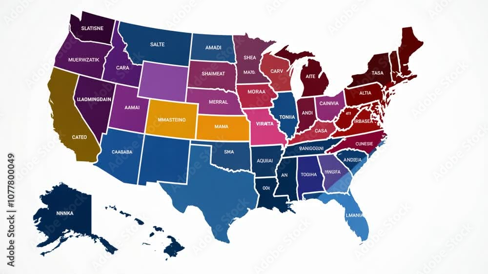Animated Map of the Contiguous United States Highlighting Each State ...