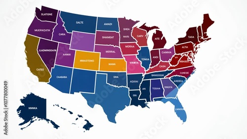 Animated Map of the Contiguous United States Highlighting Each State Generative AI
