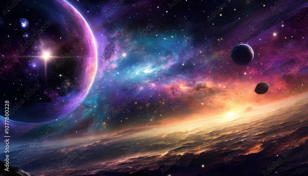 Obraz premium Space and Astronomy Images - Images of galaxies, planets, stars, black holes, or spaceships in space.