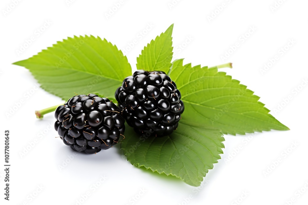 Blackberry with leaf on white background, Fresh Blackberry Blackberry with leaf on white background, Fresh Blackberry