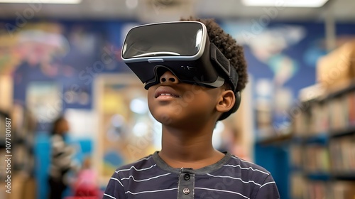 During a virtual reality (VR) field trip, a student explores historical locations or scientific settings from the comfort of their classroom.