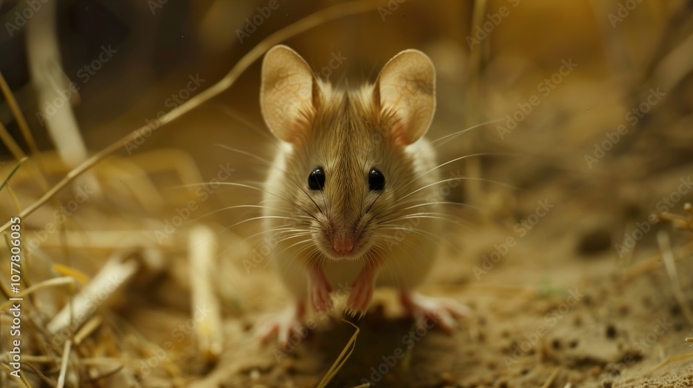 Close-Up Portrait of a Cute Mouse in Nature Close-Up Portrait of a Cute Mouse in Nature