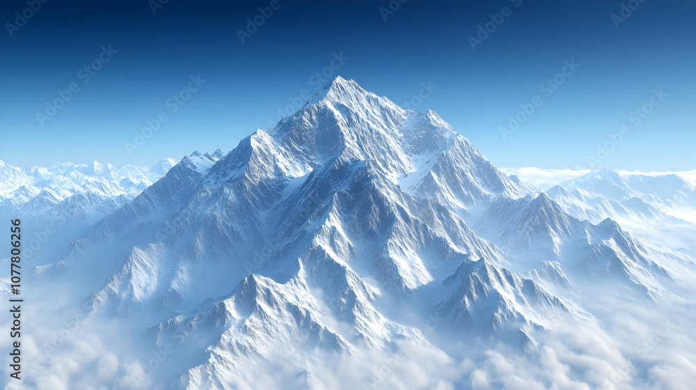 Snowy Mountain Peak  3D Illustration