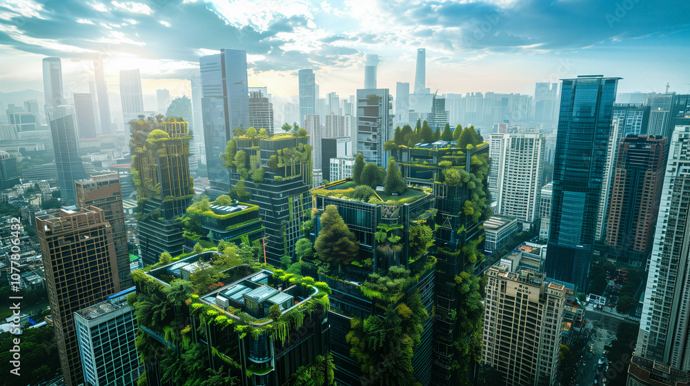 Fototapeta premium Clean sustainable ecology development city.