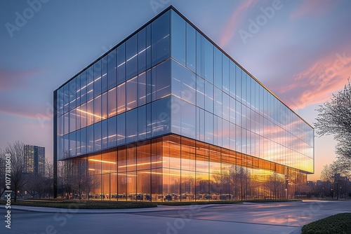 captivating modern office building with a sleek glass facade reflecting the skyline epitomizing contemporary architecture and urban design