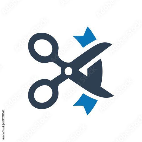 Scissors Cutting A Ribbon Icon