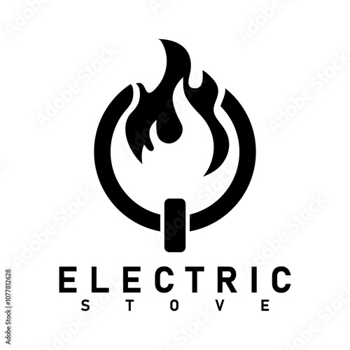 electric stove black and white logo design vector	