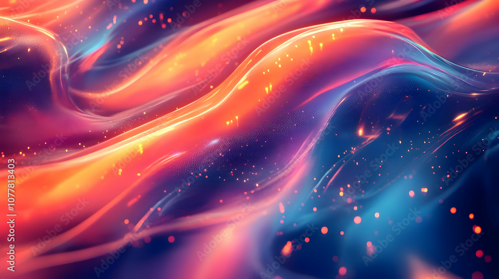 Abstract 3D Background with Wavy Lines and Glowing Particles Abstract 3D Background with Wavy Lines and Glowing Particles