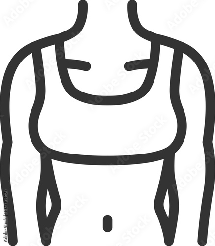 女性の引き締まった体のアイコン（線画）のイラスト
