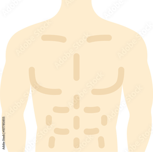 シックスパックの男性の体のアイコンのイラスト