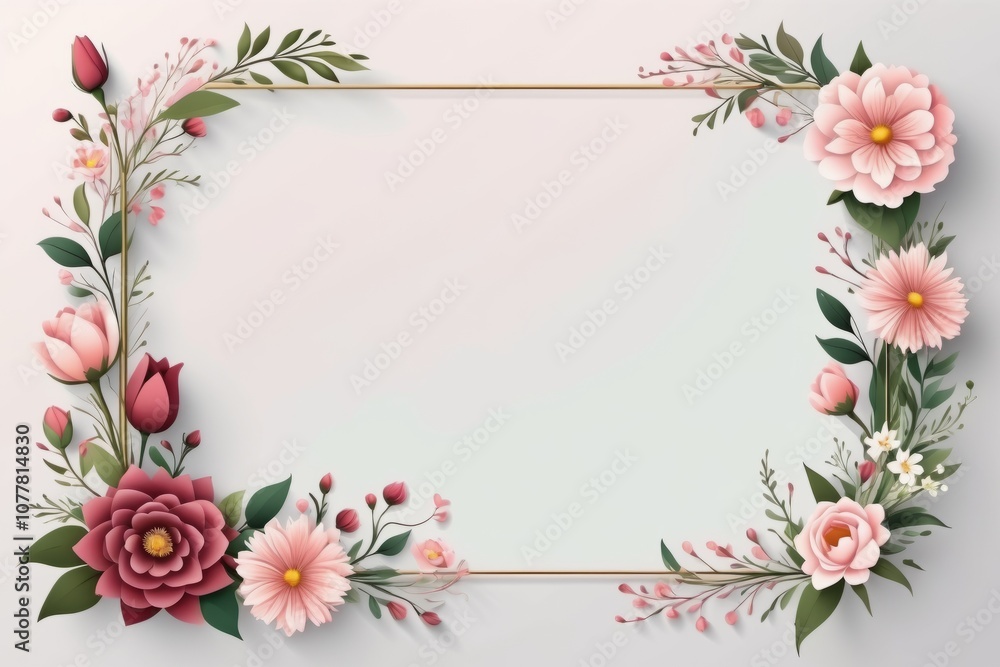 Floral frame with flowers, blue design Floral frame with flowers, blue design