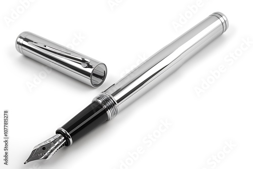 Wallpaper Mural Stylish silver fountain pen isolated on white background Torontodigital.ca