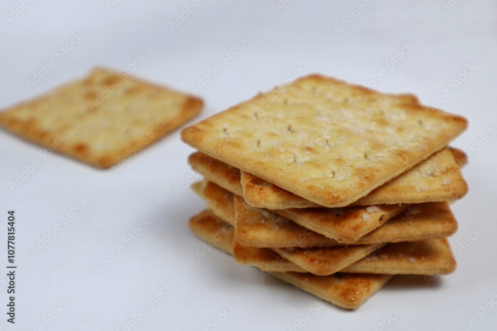 Close up of Stack of cracker biscuits Close up of Stack of cracker biscuits