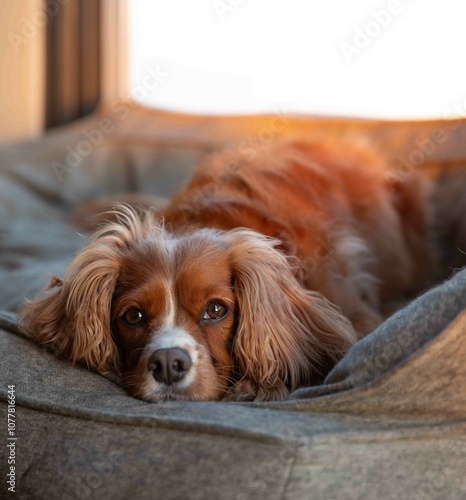 dog sleeping on the bed