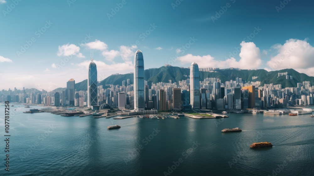 Naklejka premium Hong Kong Skyline - Modern Cityscape