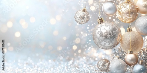 A sparkling New Year's Eve party invitation card with gold and silver accents,space for text