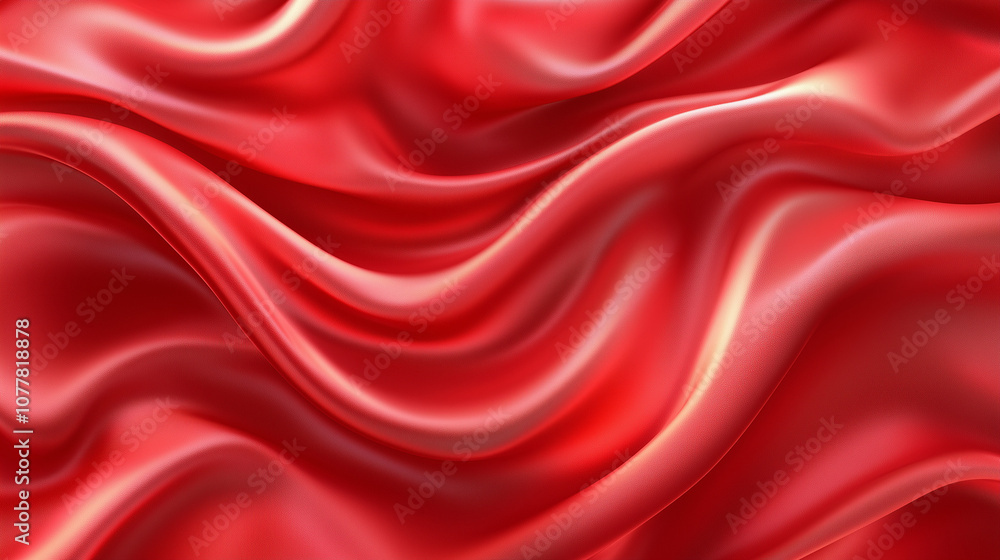 Flowing red silk fabric with soft waves texture Flowing red silk fabric with soft waves texture