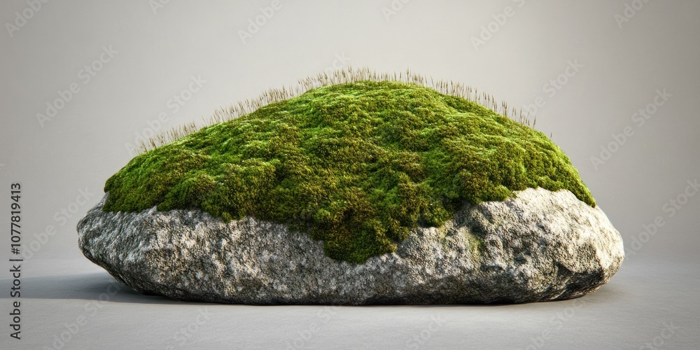 A moss-covered rock with a textured surface, showcasing natural growth. A moss-covered rock with a textured surface, showcasing natural growth.