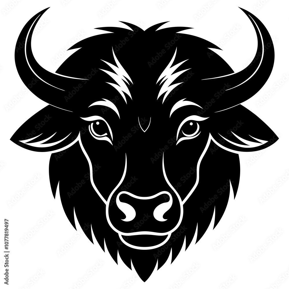 Bison head vector silhouette art illustration Bison head vector silhouette art illustration