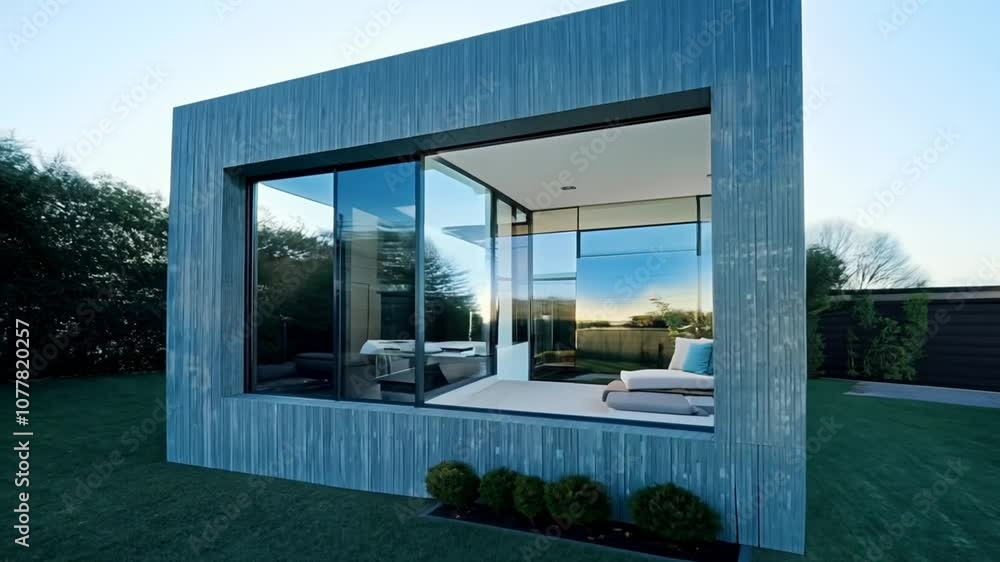 Contemporary Cubic House With Glass Facade and Modern Design Generative AI Contemporary Cubic House With Glass Facade and Modern Design Generative AI