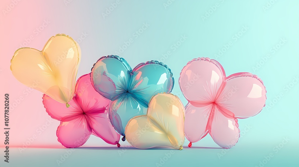 Fototapeta premium digital technology colorful glass bubble flower poster background