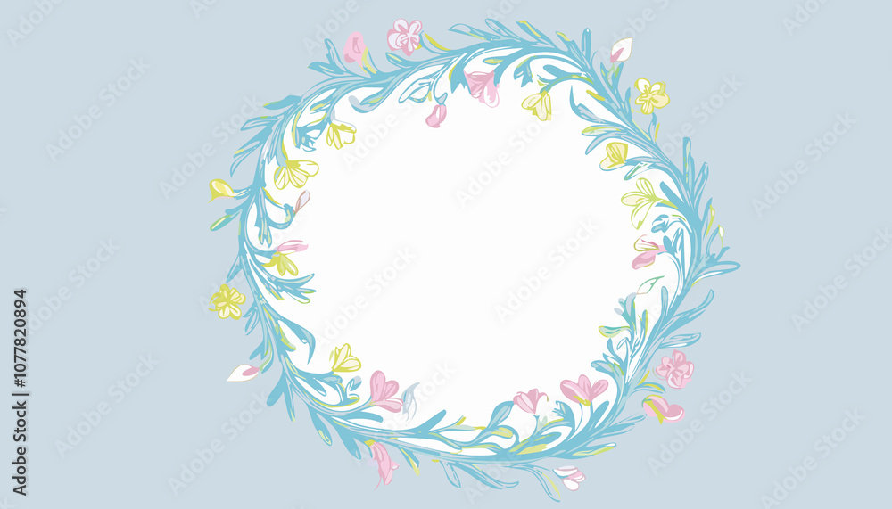 wreath of flowers, background greeting card frame with flowers wedding card, birthday card, illustration wreath of flowers, background greeting card frame with flowers wedding card, birthday card, illustration