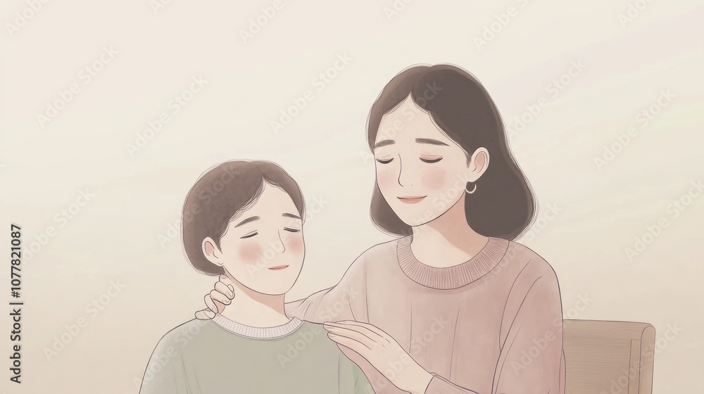 A tender moment between a mother and child, conveying warmth and comfort. A tender moment between a mother and child, conveying warmth and comfort.