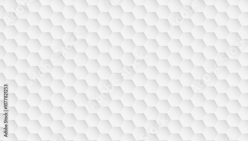 Abstract white geometric hexagons padding texture vector art. Upholstery background with emboss hexagonal tiles.