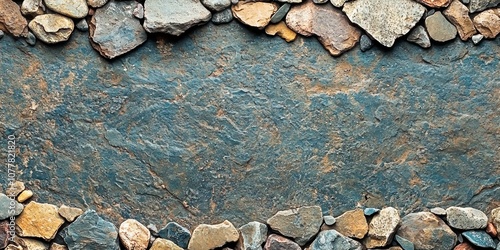 A Border of Stones Surrounding a Rough, Blue-Grey Stone Surface