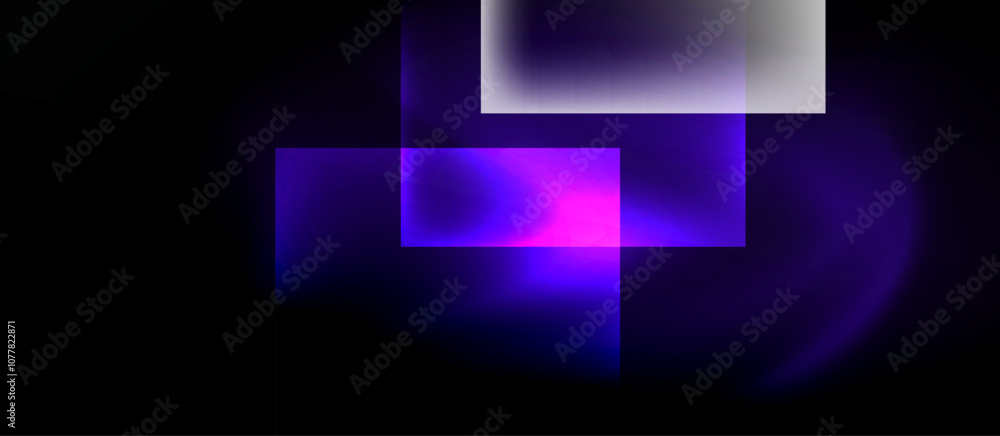 Fototapeta premium Dark neon colors with glass square shapes
