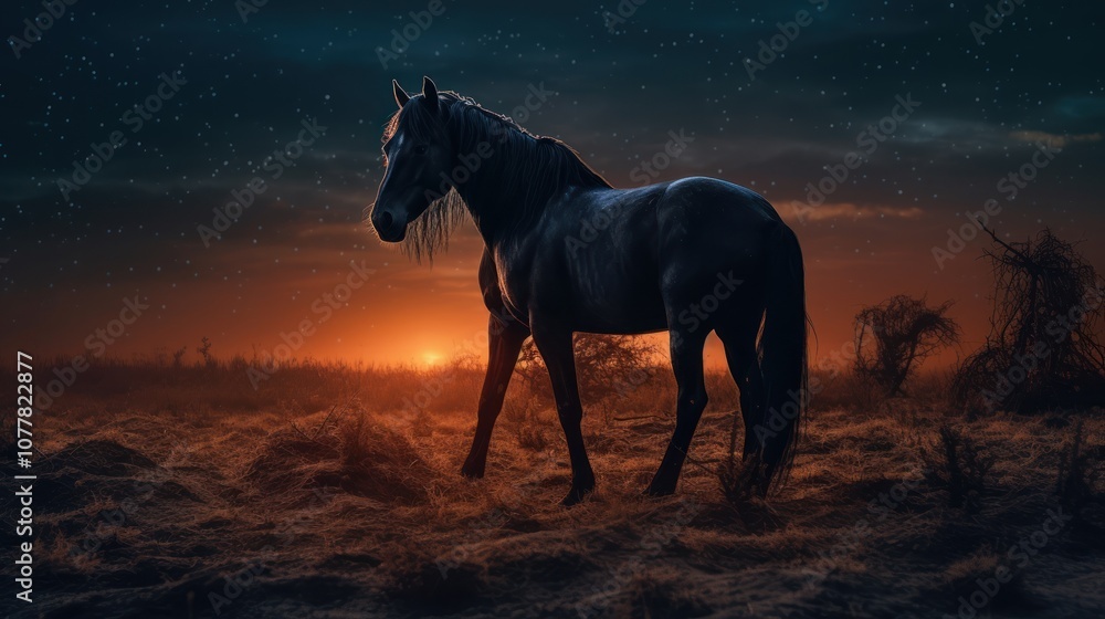 Silhouetted Horse at Sunset Silhouetted Horse at Sunset