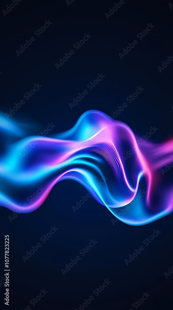 Abstract blue and pink glowing wave on dark background. Abstract blue and pink glowing wave on dark background.