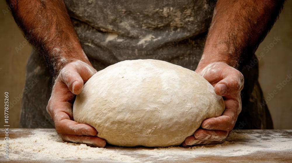 Hand-Kneaded Dough on Floured Countertop Hand-Kneaded Dough on Floured Countertop