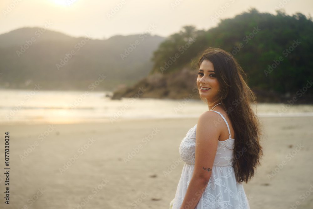 bride dressed in white on the beach, new year, wedding bride dressed in white on the beach, new year, wedding