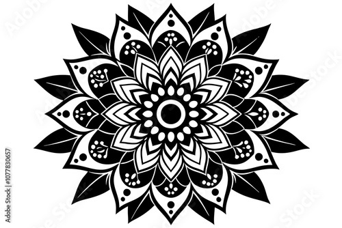 Mandala ornament silhouette vector illustration.