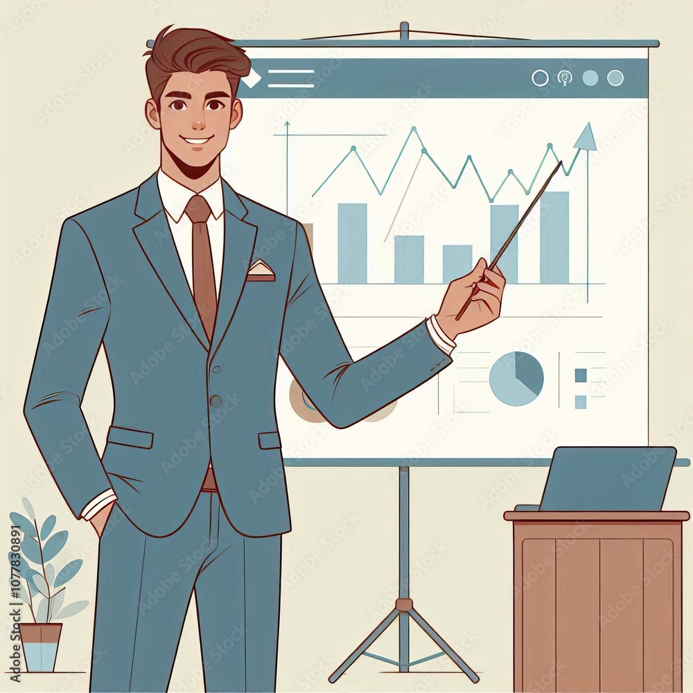 Individual giving presentation confident pose Individual giving presentation confident pose