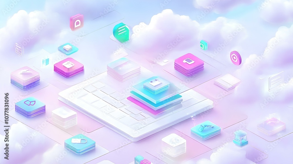 Fototapeta premium Explore the future of digital design with innovative cloud-based graphic solutions
