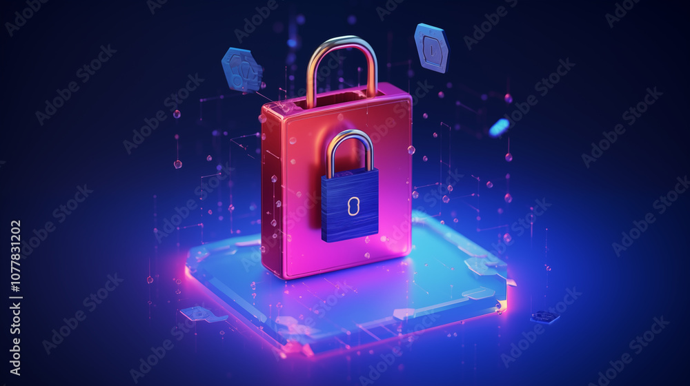 Digital Security Lock with Abstract Background Digital Security Lock with Abstract Background